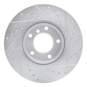 BMW 525I Brake Rotor (1) - Front Left - R1 Concepts - Drilled & Slotted - Silver - `96-`03